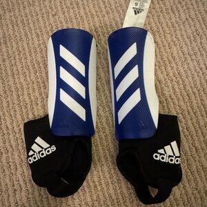 Adidas Blue and White Shin Guards with Black Sleeves, Kids (Toddler) Size Small